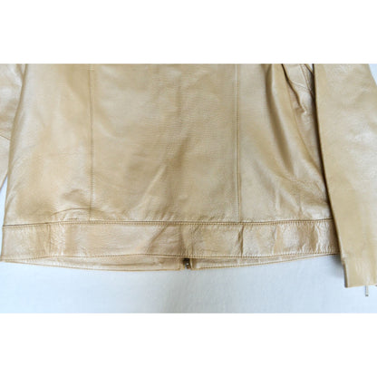 Dialogue Champagne Leather Metallic Women's Jacket Medium