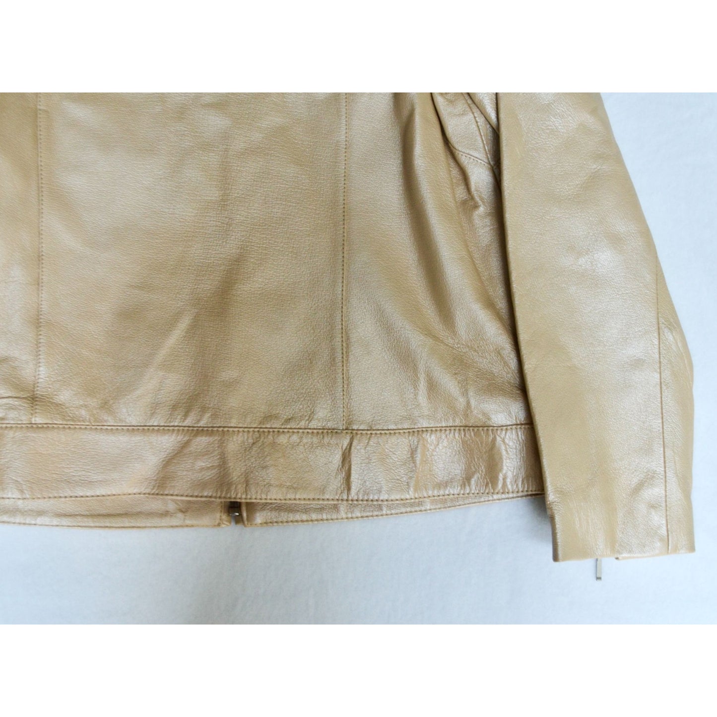Dialogue Champagne Leather Metallic Women's Jacket Medium