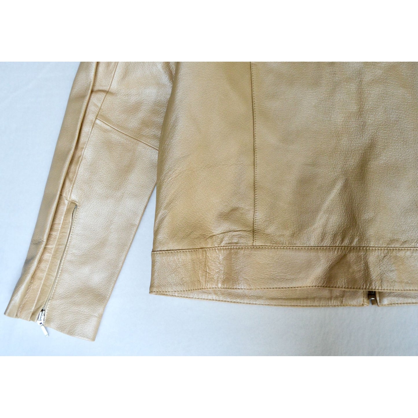 Dialogue Champagne Leather Metallic Women's Jacket Medium