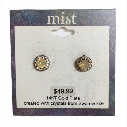 New Mist 14kt Gold Plate Swarovski Stud Earrings