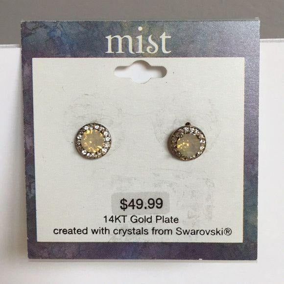 New Mist 14kt Gold Plate Swarovski Stud Earrings