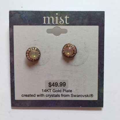 New Mist 14kt Gold Plate Swarovski Stud Earrings