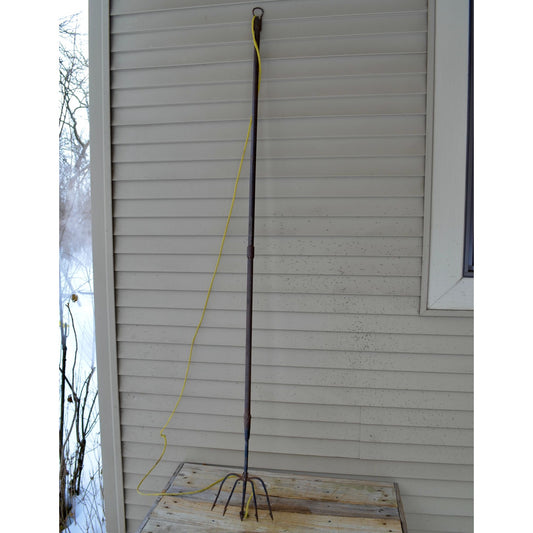Vintage 5-Tine Fish Spear Ice Fishing Cast Iron Metal 76" Handmade