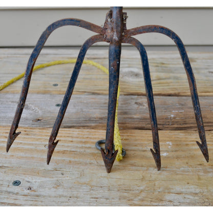Vintage 5-Tine Fish Spear Ice Fishing Cast Iron Metal 76" Handmade