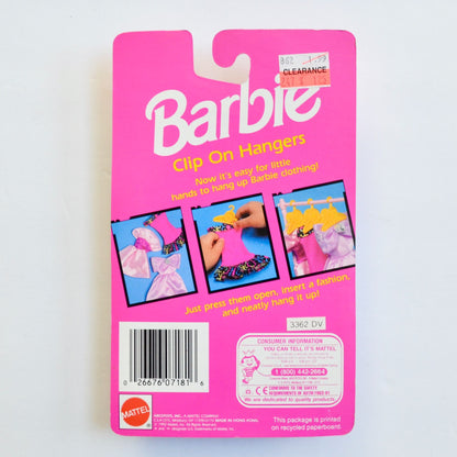 Mattel Barbie Clip On Hangers #7181 New NOS