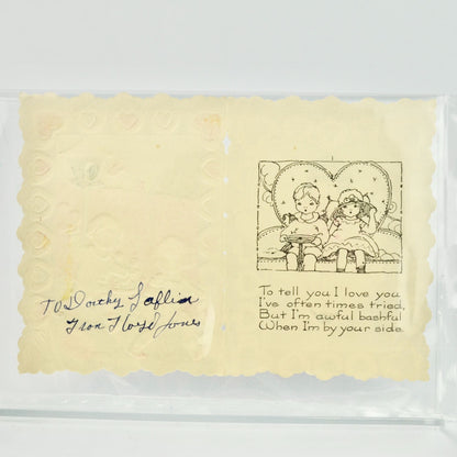 Vintage Valentine's Day Die Cut Card Boy Girl Birds Dog