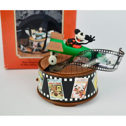 Vintage Disney Enesco “Plane Crazy” Mickey Mouse Musical Figurine w/ Box 1992