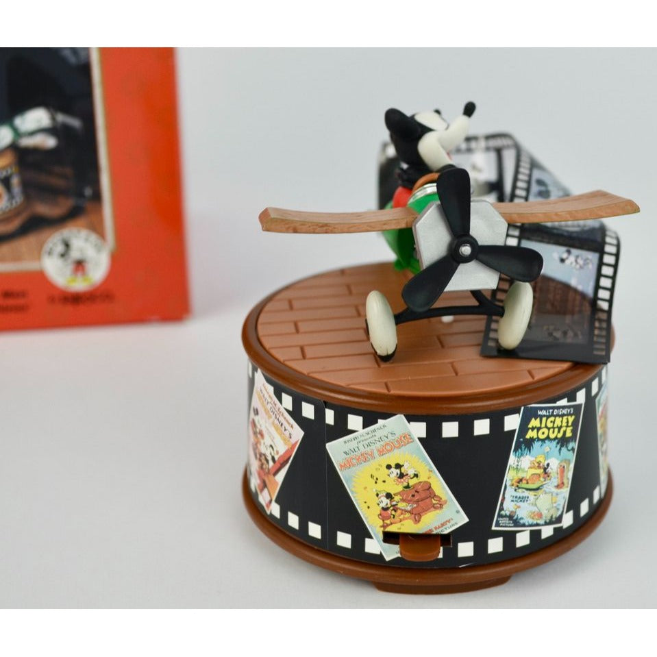 Vintage Disney Enesco “Plane Crazy” Mickey Mouse Musical Figurine w/ Box 1992