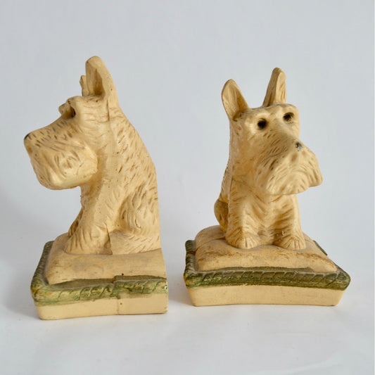 Scottie Dog Vintage Chalkware Bookends Pair