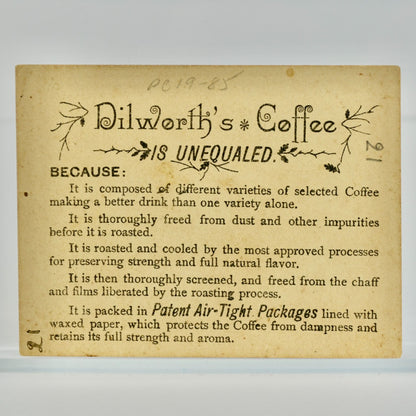 Dilworth's Coffee Antique Victorian Trading Trade Card Boys Window