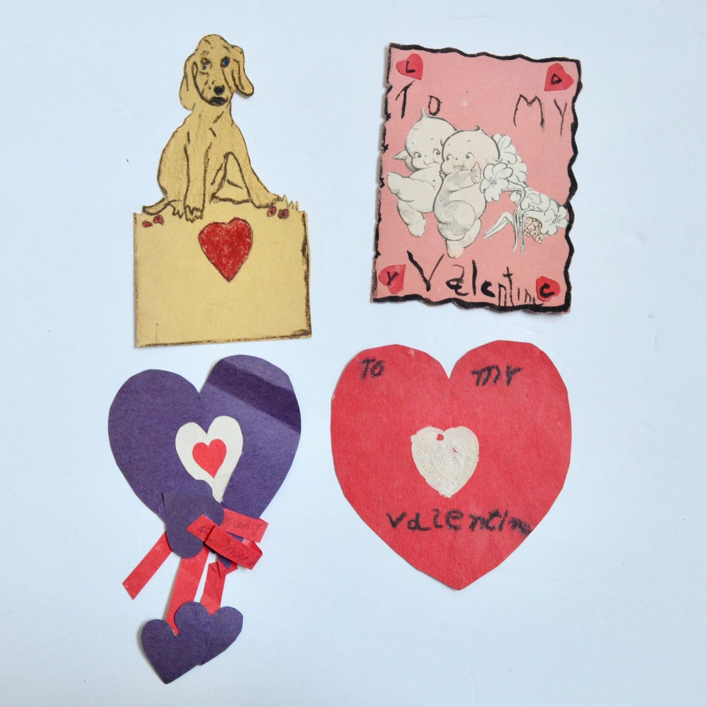 1930s Vintage HANDMADE OOAK Valentine Cards Unique Lot #4