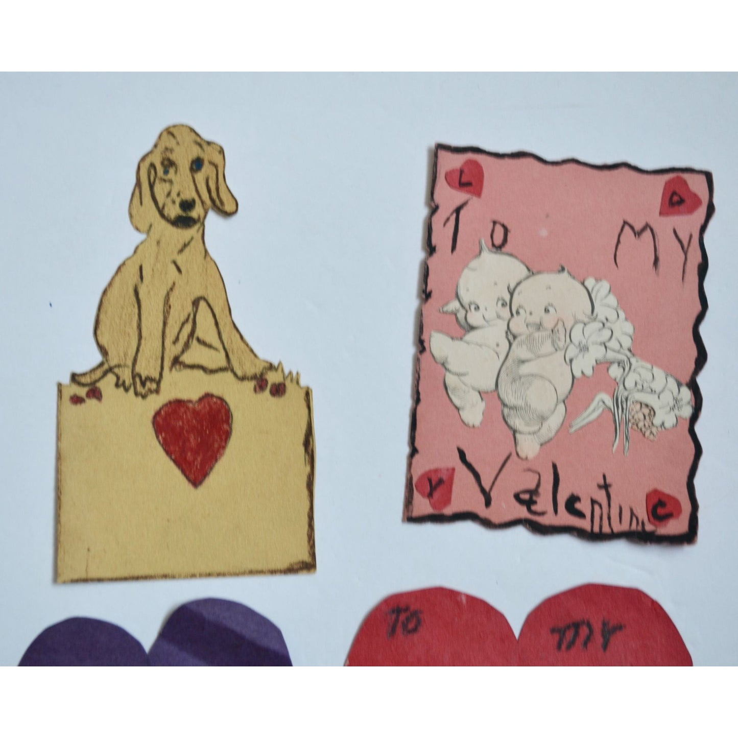 1930s Vintage HANDMADE OOAK Valentine Cards Unique Lot #4