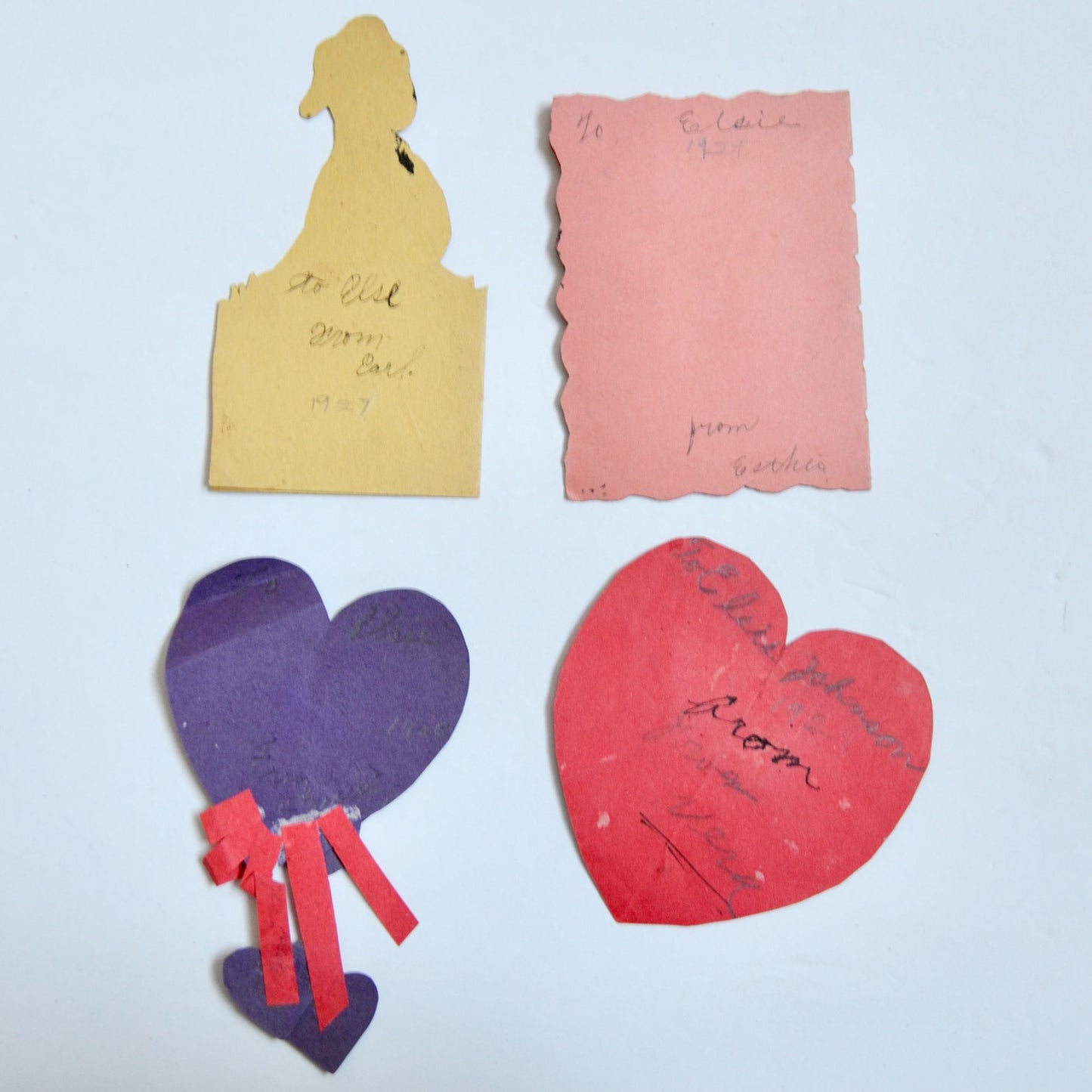 1930s Vintage HANDMADE OOAK Valentine Cards Unique Lot #4
