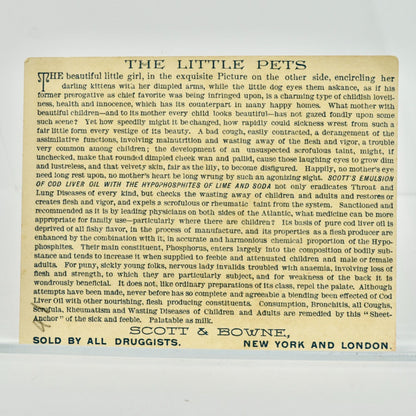 Scott's Emulsion 1887 Antique Victorian Trade Card The Little Pets