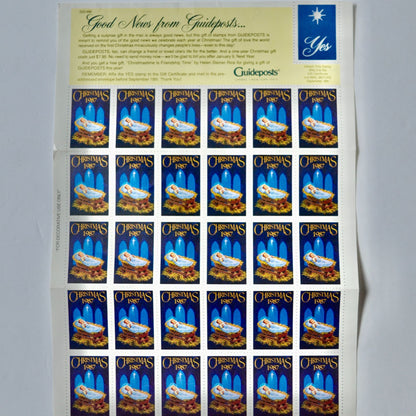 Guideposts 1987 Christmas Stamps Full Sheet of 30