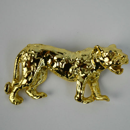 Vintage Jaguar Gold Shiny Brooch Unsigned