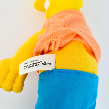 Vintage Bart Simpson Plush Figurine 1990s 8.5" Tall Collectible With Orange Shirt & Blue Pants