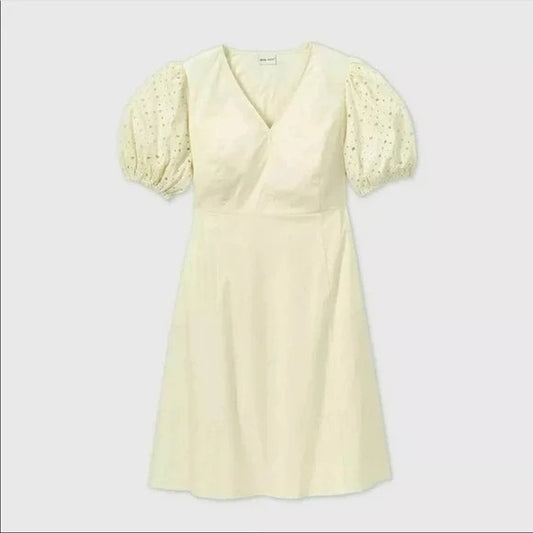 Ava & Viv White Eyelet Short Sleeve Dress New