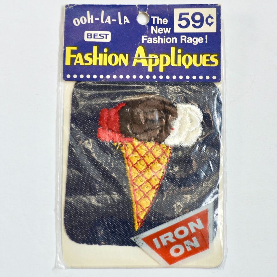 Ooh-La-La Fashion Appliques Ice Cream Cone Denim Patch Iron On New Vintage