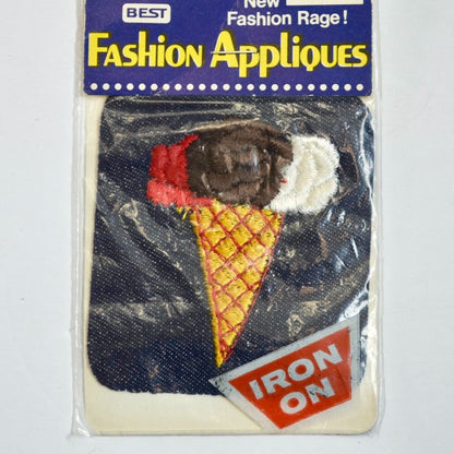 Ooh-La-La Fashion Appliques Ice Cream Cone Denim Patch Iron On New Vintage