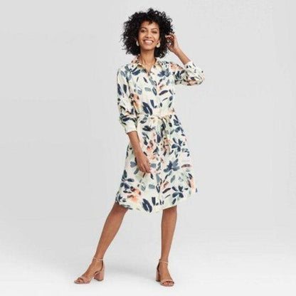NEW a new day Printed Longsleeve Shirt Dress