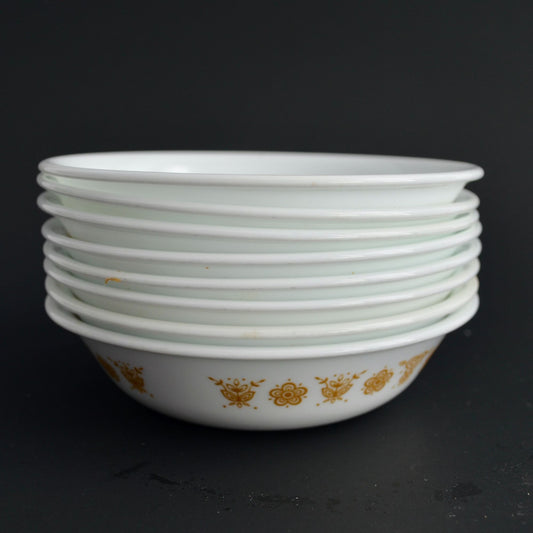 Corelle Golden Butterfly Bowls Lot of 8 Vintage 5 3/8" Diameter