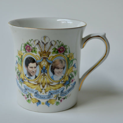 Rosina China Co Bone Queen's England Charles Diana Coffee Mug Gold Trim