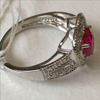 NEW Sterling Silver Ruby Heart Ring Size 7