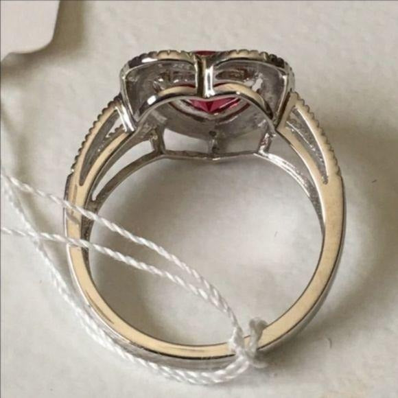 NEW Sterling Silver Ruby Heart Ring Size 7