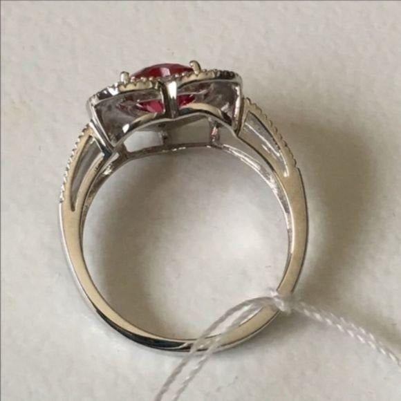 NEW Sterling Silver Ruby Heart Ring Size 7