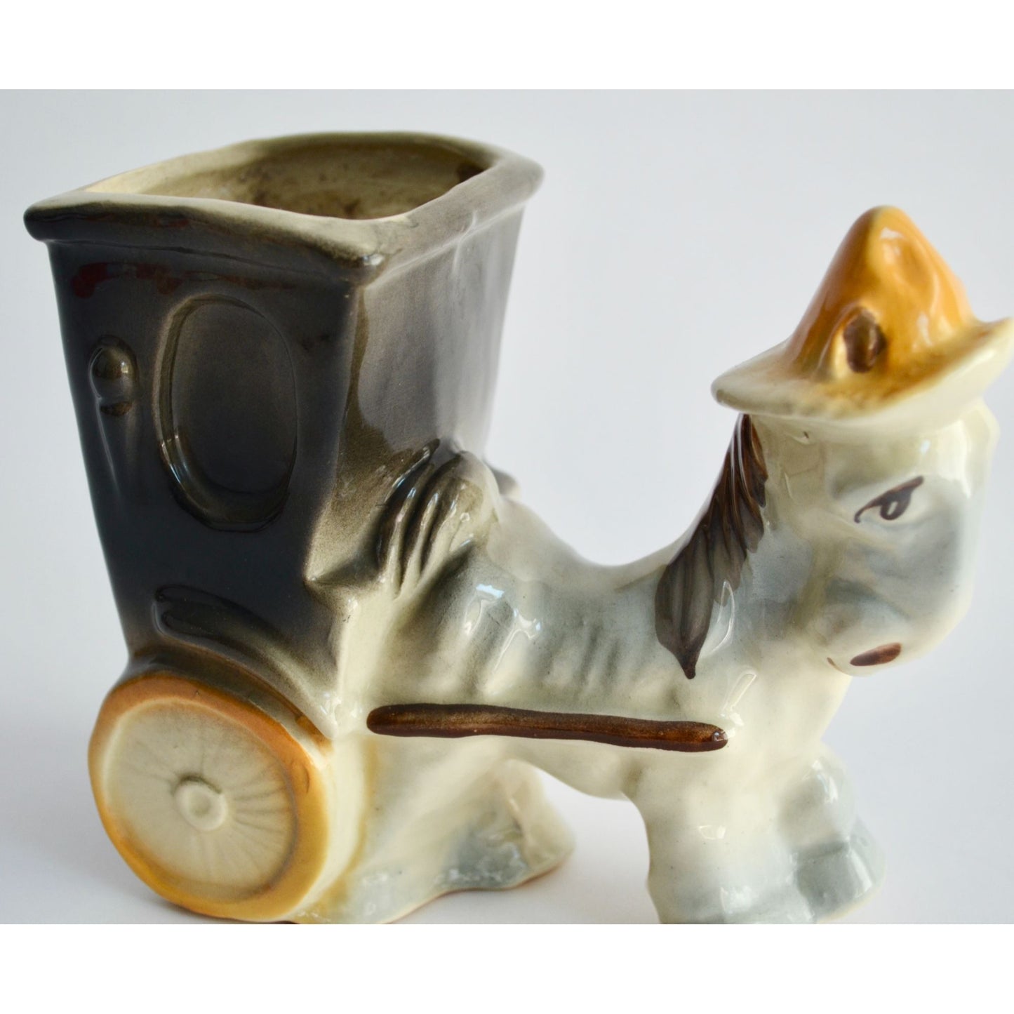Shawnee Pottery Donkey Pulling Cart Planter Vintage #709