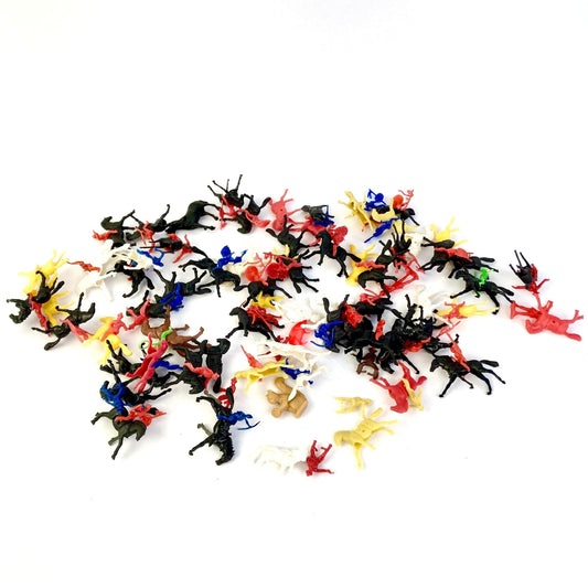 Vintage Lot Plastic Cowboys & Indians Riding Horses Hong Kong Toys