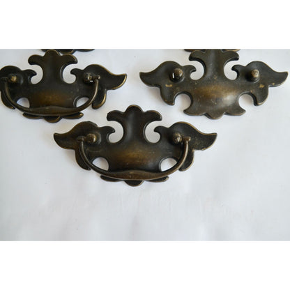 Lot of 5 Brass Bat Wing Drawer Pull Handles Chippendale Bail Pull 3"