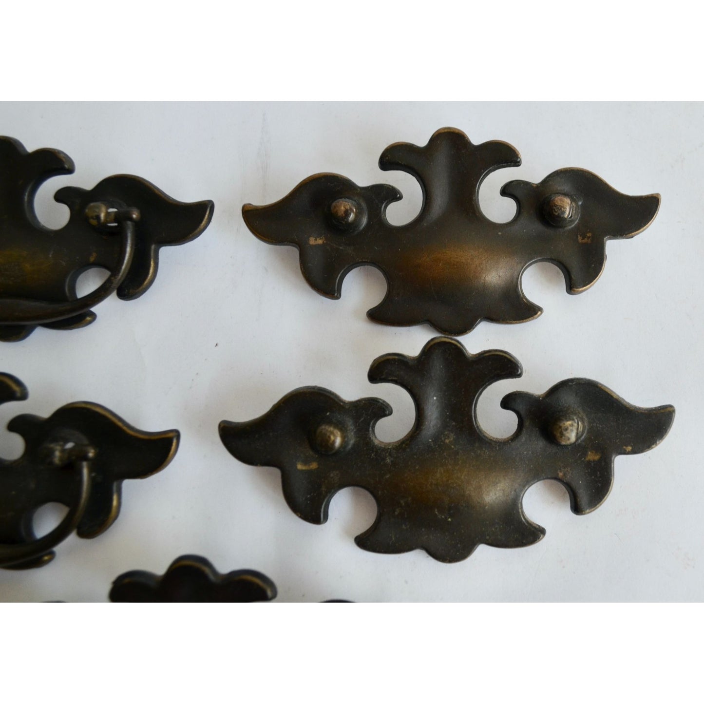 Lot of 5 Brass Bat Wing Drawer Pull Handles Chippendale Bail Pull 3"