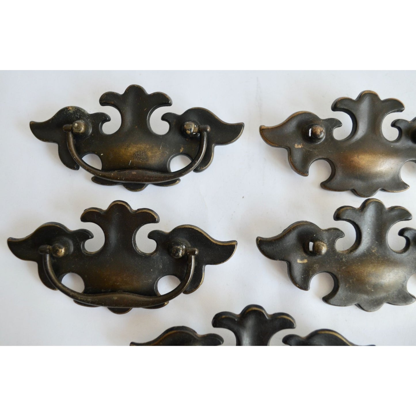 Lot of 5 Brass Bat Wing Drawer Pull Handles Chippendale Bail Pull 3"