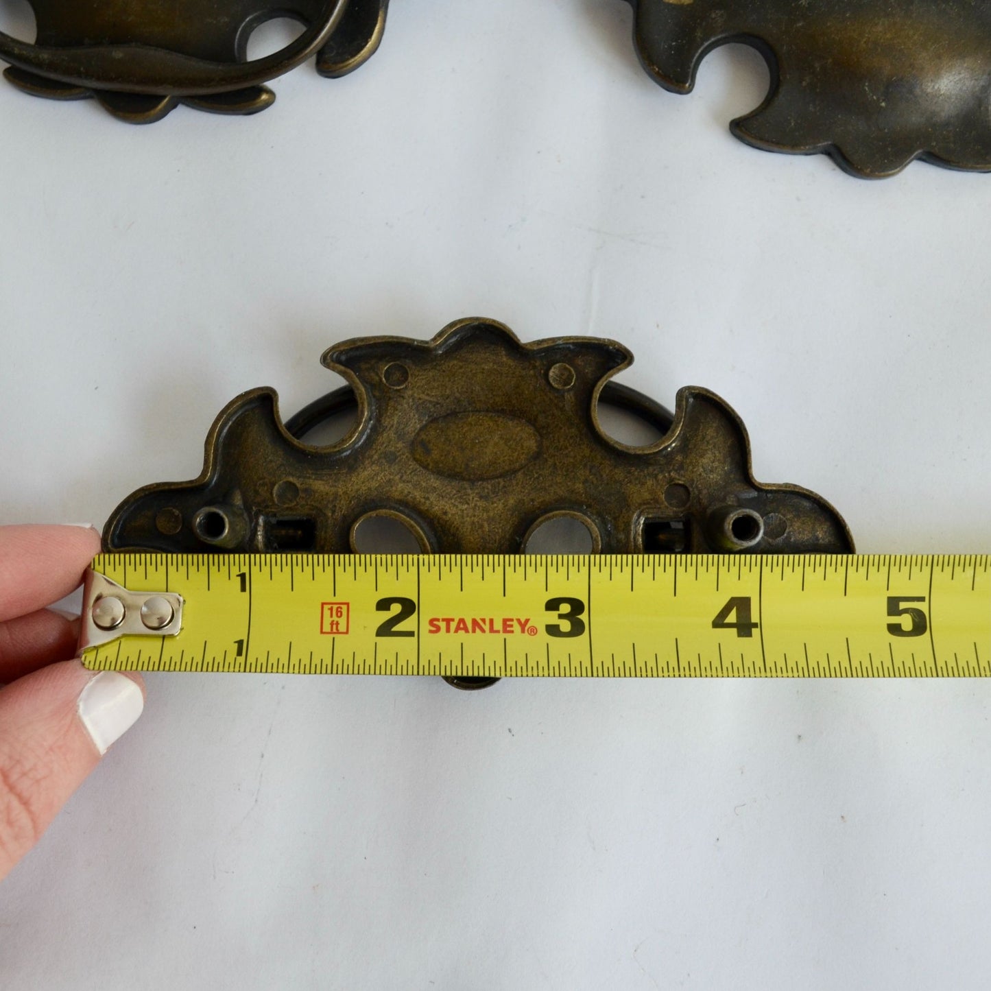 Lot of 5 Brass Bat Wing Drawer Pull Handles Chippendale Bail Pull 3"