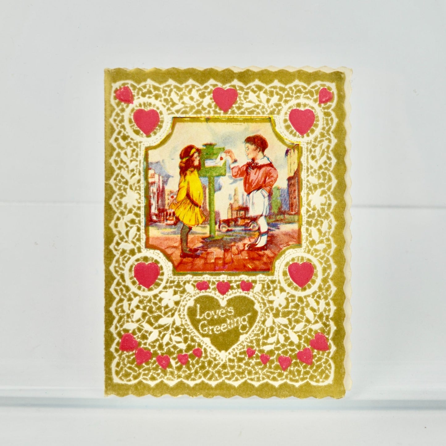 Vintage Gold Lace Heart Detail Valentine Card