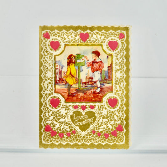 Vintage Gold Lace Heart Detail Valentine Card