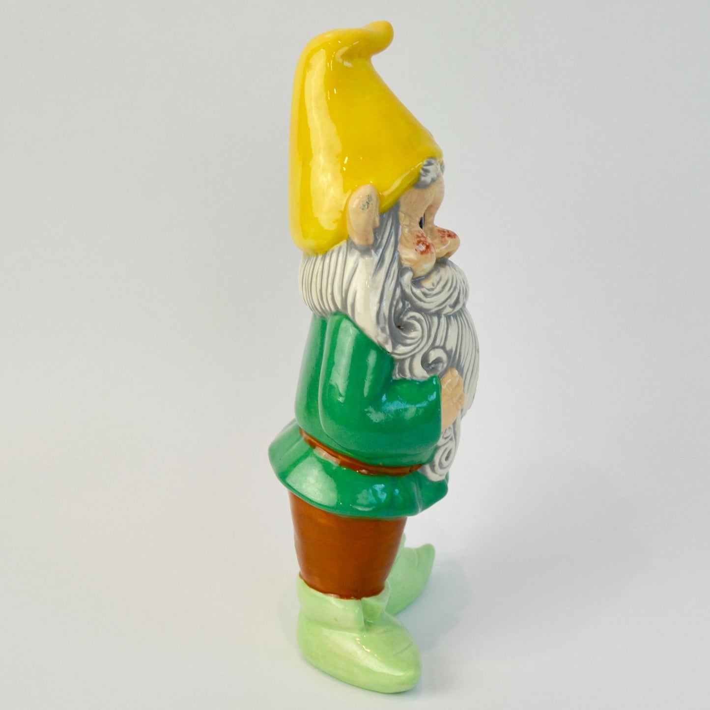 Handpainted Ceramic Gnome with Mushroom 2007 9.5"