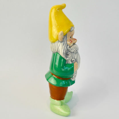 Handpainted Ceramic Gnome with Mushroom 2007 9.5"