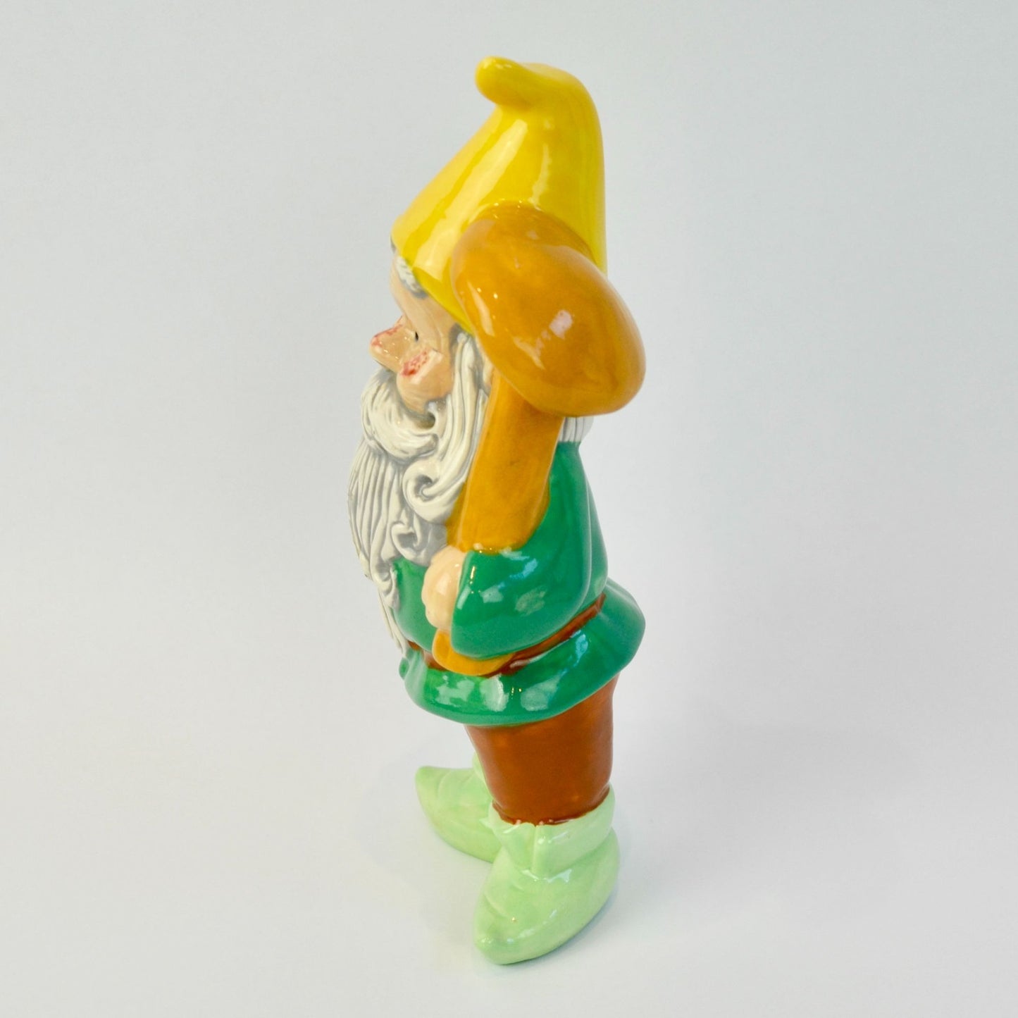 Handpainted Ceramic Gnome with Mushroom 2007 9.5"
