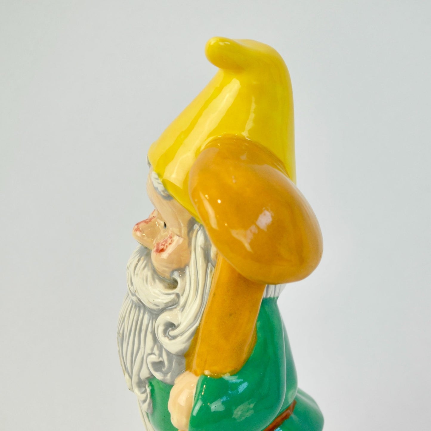 Handpainted Ceramic Gnome with Mushroom 2007 9.5"