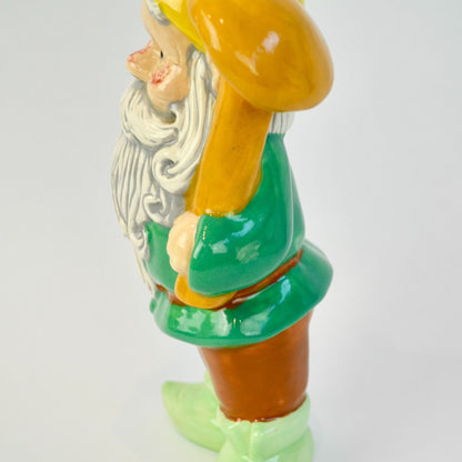 Handpainted Ceramic Gnome with Mushroom 2007 9.5"