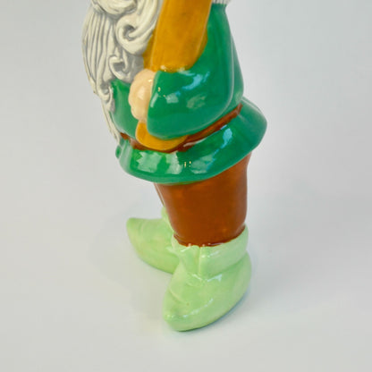 Handpainted Ceramic Gnome with Mushroom 2007 9.5"