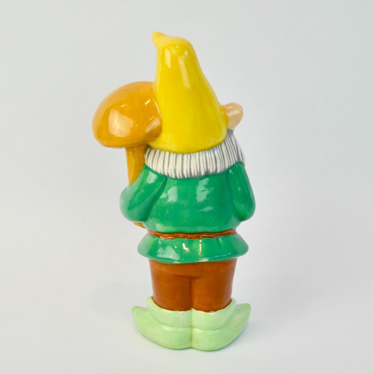 Handpainted Ceramic Gnome with Mushroom 2007 9.5"