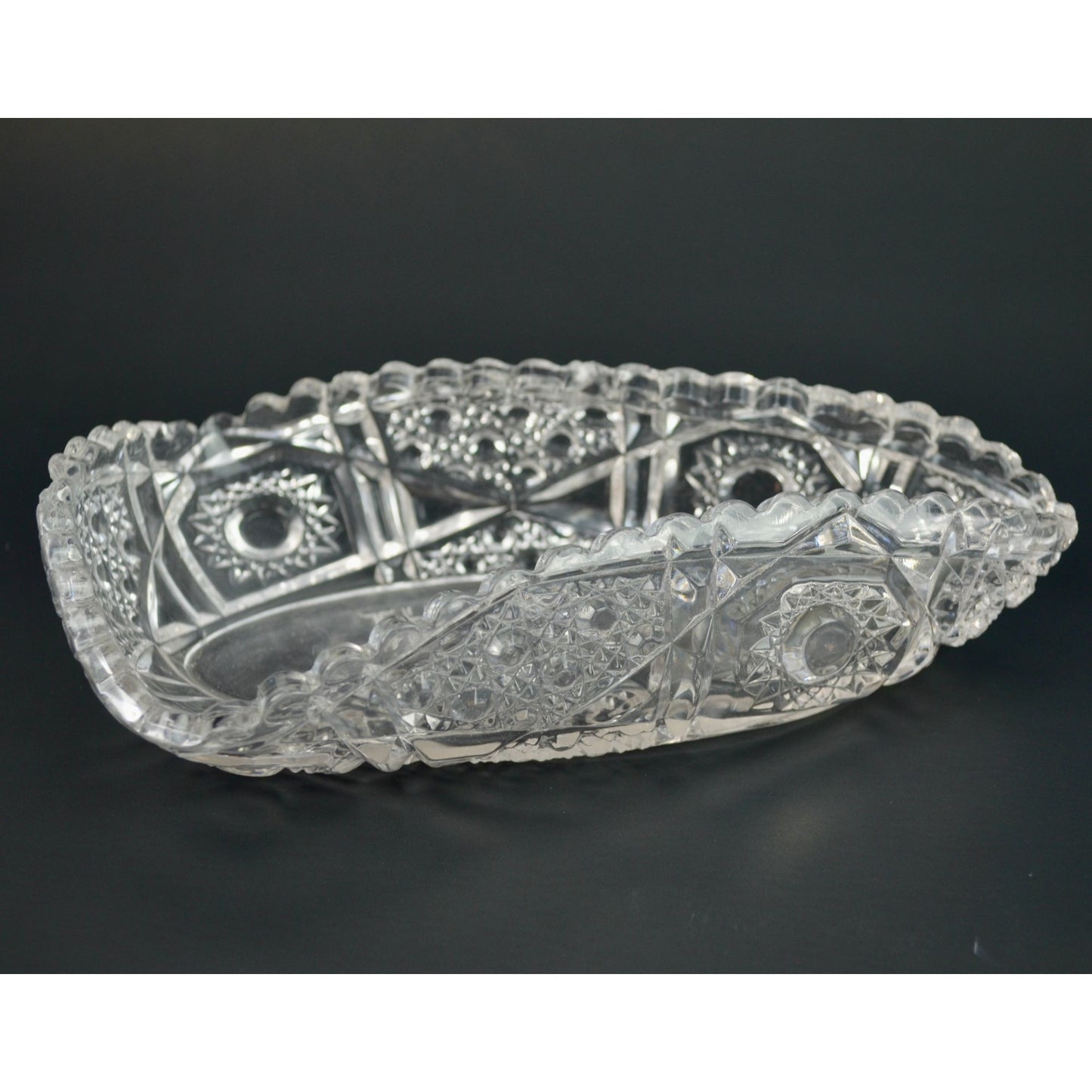 Relish Pickle Dish Fentec EAPG Clear Cut The Globe Furniture & Carpet Co. Advertising