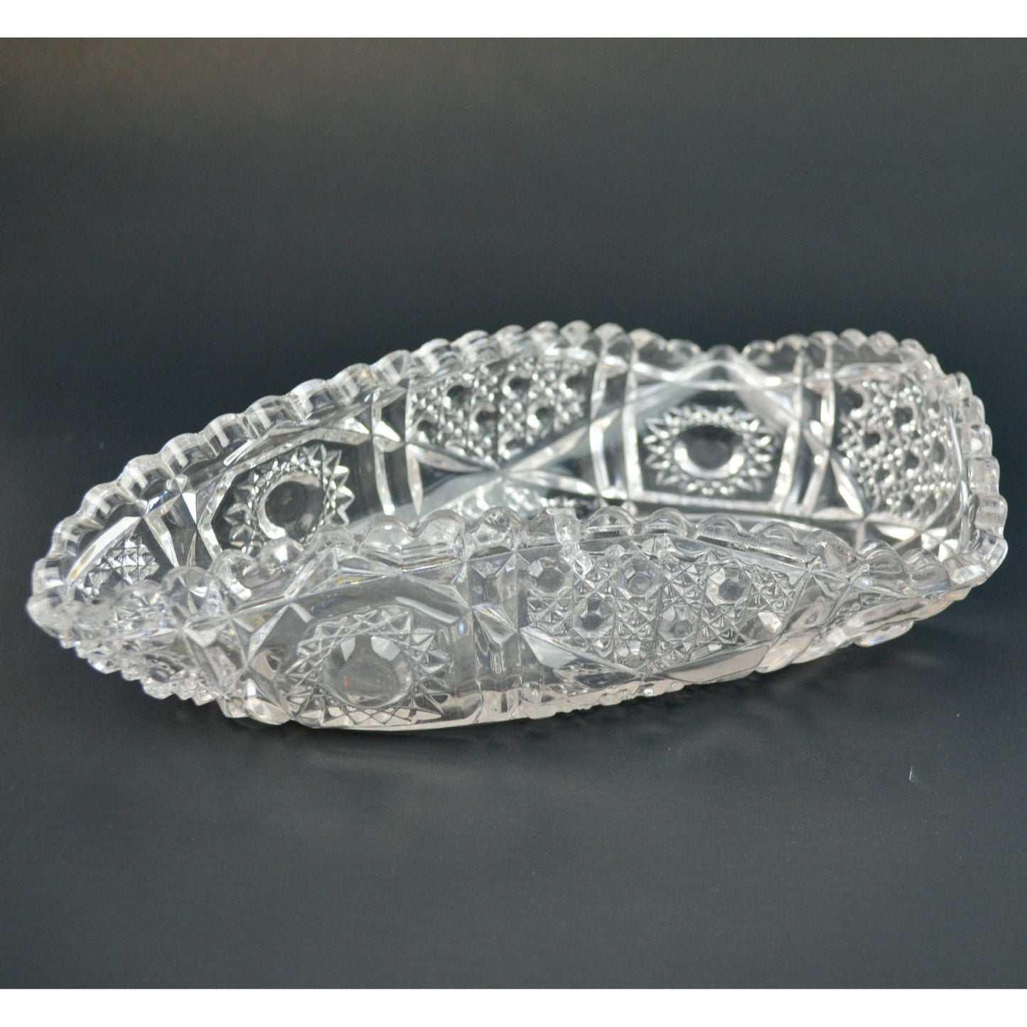 Relish Pickle Dish Fentec EAPG Clear Cut The Globe Furniture & Carpet Co. Advertising