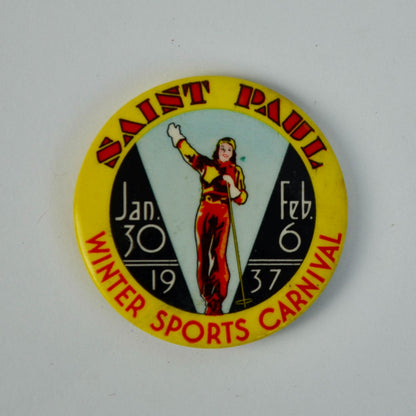 1937 Saint St Paul Minnesota Winter Sports Carnival Pin Button