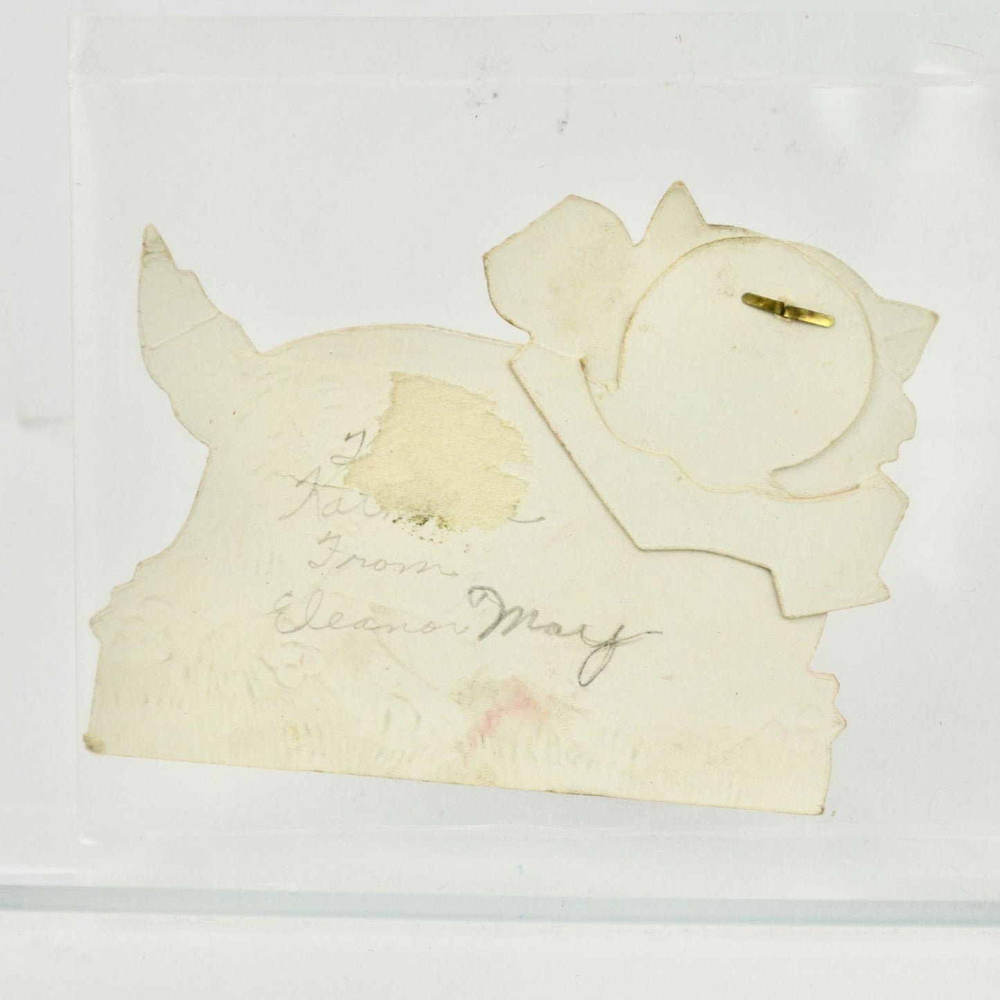 Vintage Valentine's Day Card White Cat Purr-Lightly Mechanical