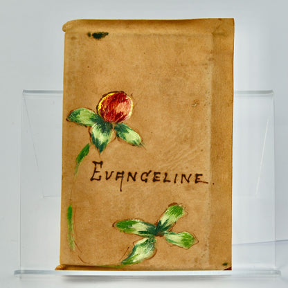 Antique Handpainted Leather Cover Evangeline Longfellow Book